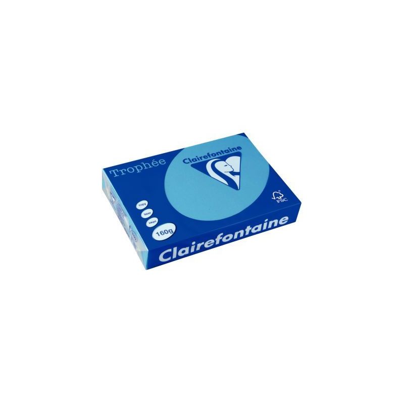 Achetez CLAIREFONTAINE Ramette de 250 feuilles papier couleur TROPHEE 160 grammes format A4 Bleu tur..