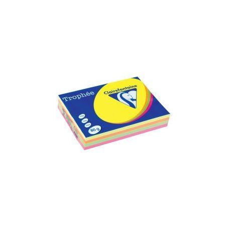 Achetez Carton de 5 ramettes de 500 feuilles format A4 80g fluo assortis 1705SCX5 TROPHEE CLAIREFONT..