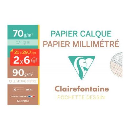Achetez Pochette de papier calque + papier millimétré format A4 97528C CLAIREFONTAINE pas cher sur..