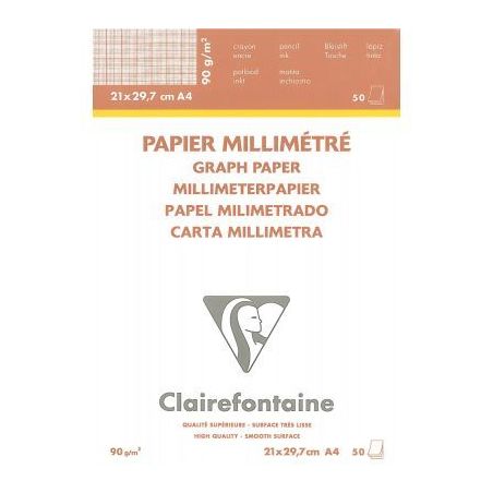 Achetez Bloc de 50 feuilles de papier millimétré velin format 21x29,7mm 97135C CLAIREFONTAINE pas ..