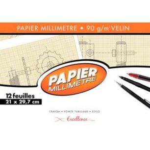 Achetez Pochette de 12 feuilles de papier millimétré, 90g format 21x29,7 cm EXCELLENCE 43005MAJUSC..