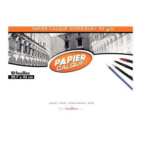 Achetez Pochette de 10 feuilles papier calque uni, 90 g 29,7x42 cm 43009MAJUSC CLAIREFONTAINE pas ch..