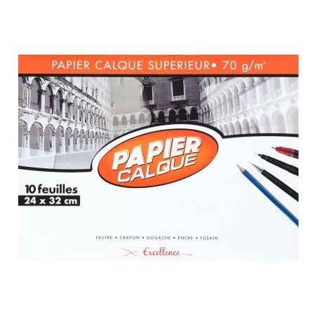 Achetez Paquet de 10 feuilles calque 70g 24x32 transparent 22744MAJUSC pas cher sur Ma Rentrée Scol..