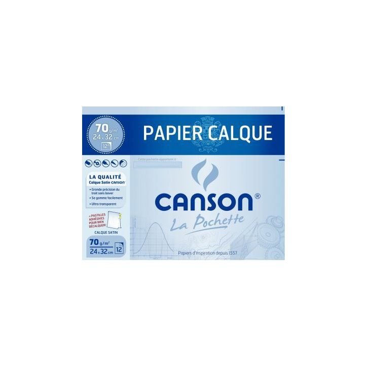 Pochette 12 feuilles calque 24x32 70 grammes C200003197