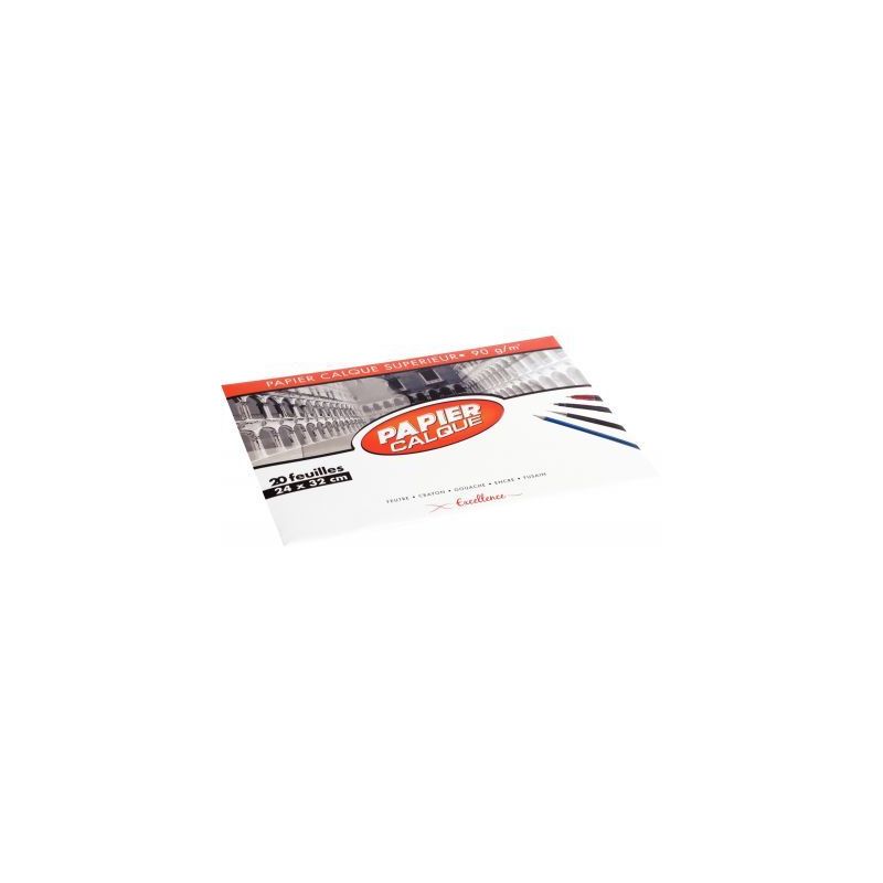 Achetez Pochette de 20 feuilles papier calque uni, 90 g 24x32 cm EXCELLENCE 43008MAJUSC pas cher sur..