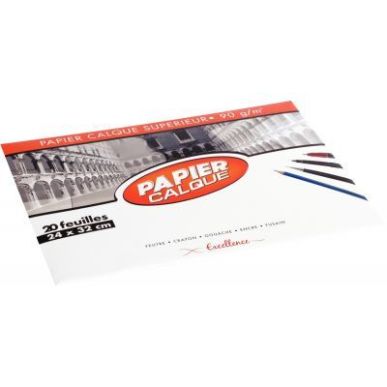 Achetez Pochette de 20 feuilles papier calque uni, 90 g 24x32 cm EXCELLENCE 43008MAJUSC pas cher sur..