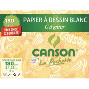 Achetez Pochette de 12 feuilles à dessin C à grain 180 g, format 24x32 cm C200027102 CANSON pa..