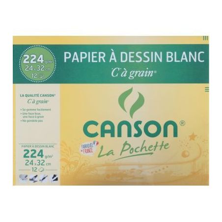 Achetez Pochette de 12 feuilles à dessin C à grain 224 g, format 24x32 cm C200027103 CANSON pa..