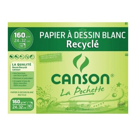 Achetez Pochette de 10 feuilles à  dessin 100% recyclé 160 g, format 24x32 cm C200777100 CANSON p..