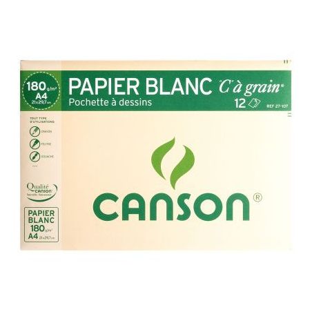 Achetez Pochette de 12 feuilles à dessin C à grain 180 g, format 21x29,7 cm C200027107 CANSON ..
