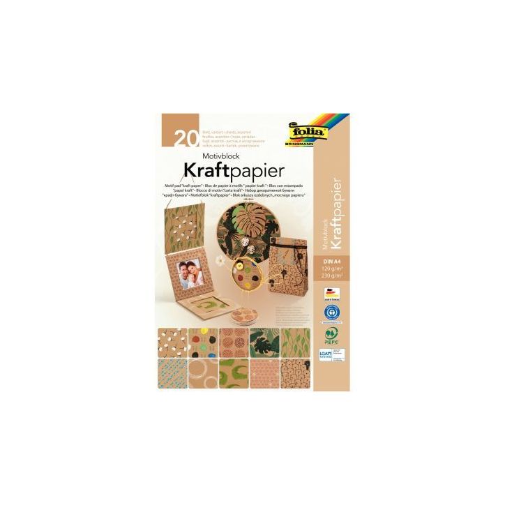 Bloc 20 feuilles papier kraft imprimé 120g et 230g A4 48898