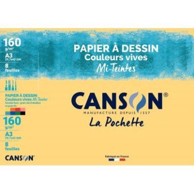 Achetez Pochette de 8 feuilles mi-teintes A3 160 grammes de couleur vive C200003164 CANSON pas cher ..