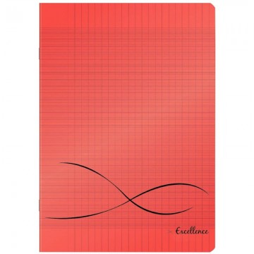 CONQUERANT C9 Cahier piqûre 24x32cm 48 pages 90g grands carreaux Séyès. Couverture polypropylène Rouge