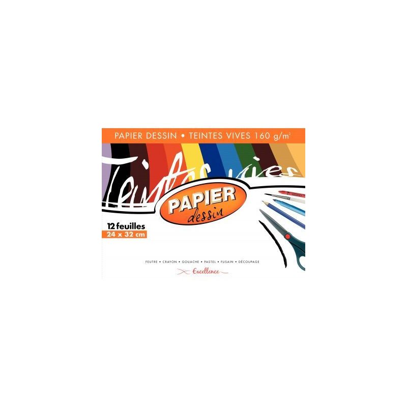 Achetez Pochette de 12 feuilles papier dessin 160g couleur format 24x32 cm teintes vives assorties 4.. Achetez Pochette de 12 feuilles papier dessin 160g couleur format 24x32 cm teintes vives assorties 4..