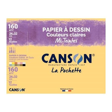 Achetez Pochette de 12 feuilles mi-teintes 160g 24x32cm couleurs claires C200002789 MI-TEINTE CANSON..