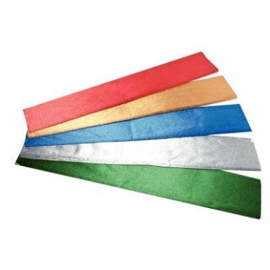 Achetez Paquet de 5 feuilles de crépon métallisé 250x50 cm  assortis : Or, argent, bleu métal, r..