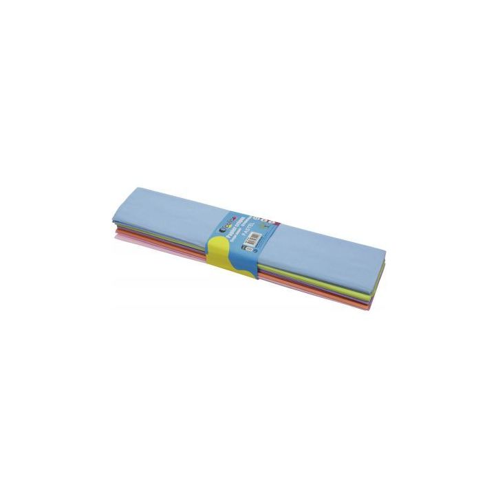 Paquet de 10 feuilles crépon ordinaires 200x50cm coloris pastels assortis 2121