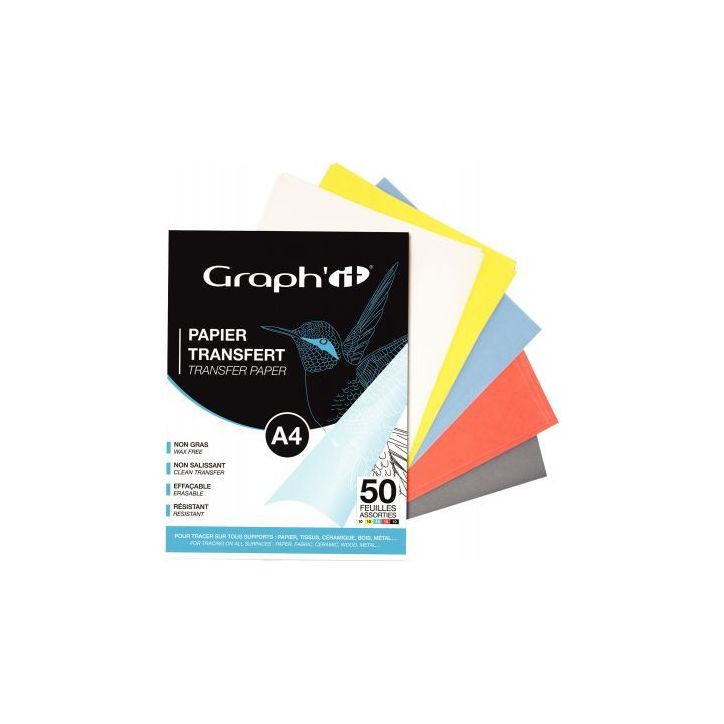 Pochette de 50 feuilles de papier décalquant A4 assortis GI00253