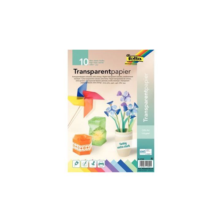 Paquet de 10 feuilles calque A4 couleurs assorties 87409