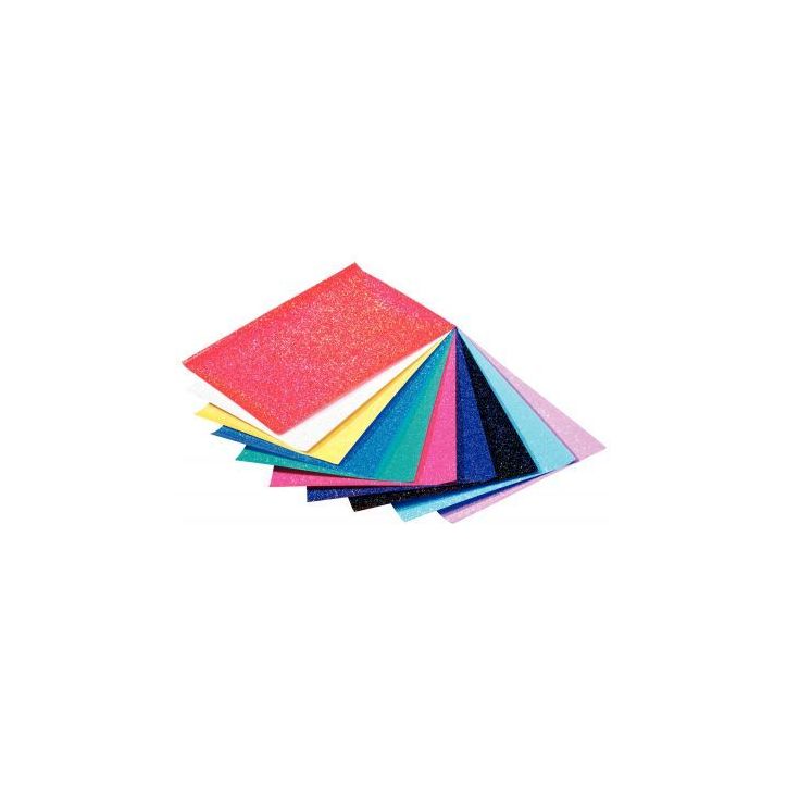 Pochette de 10 feuilles de papier pailleté 23x33 cm, 70g  10  assortis 830409