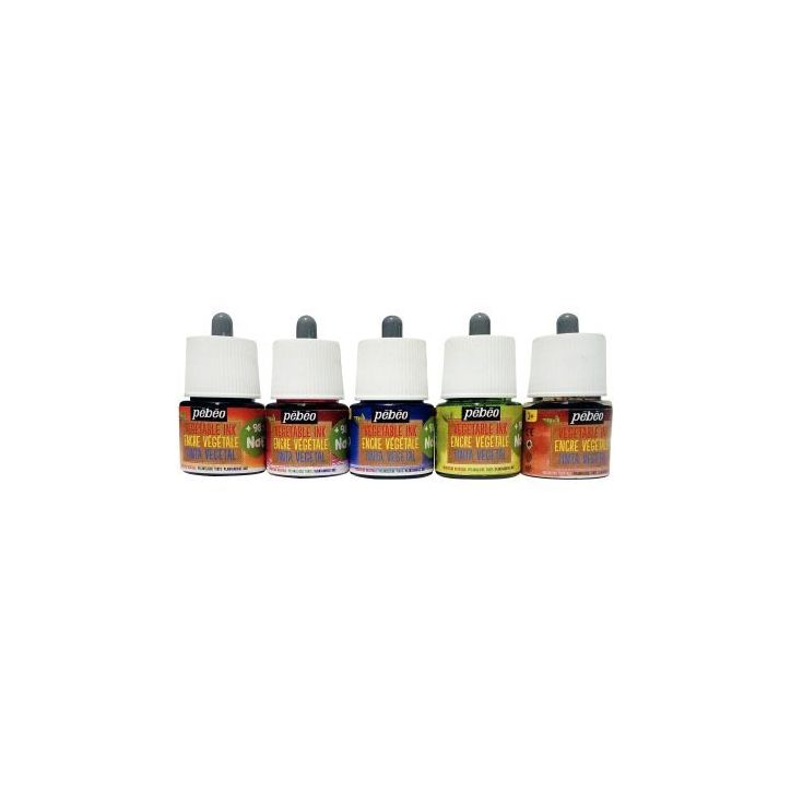 Set de 5 flacons 45ml d'encre à dessiner végétale,  couleurs secondaires 599041 PEBEO