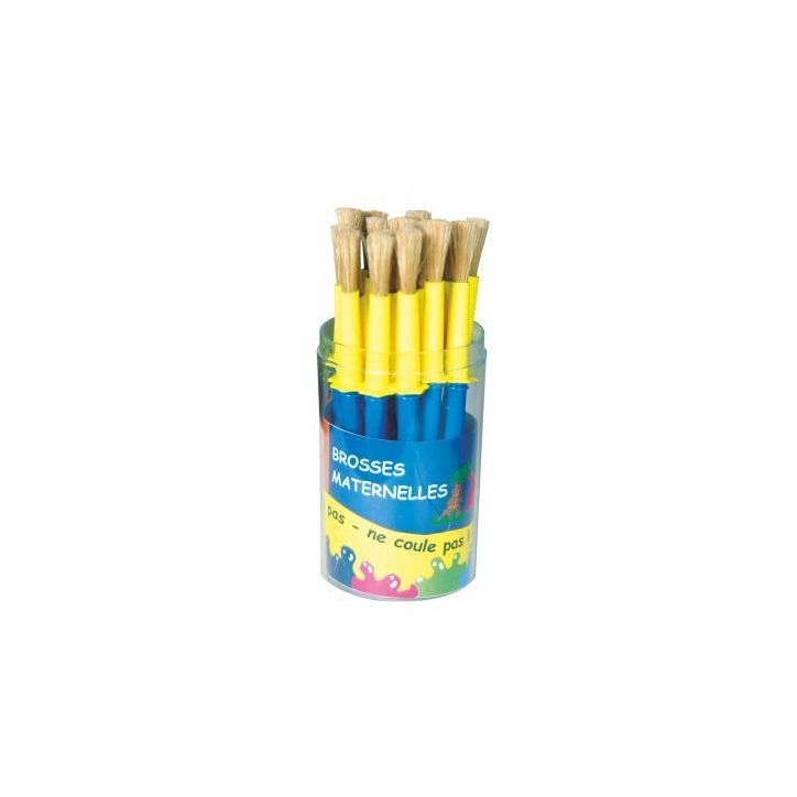Pot de 20 brosses maternelle en soie de porc avec collerette anti salissure 31030875S-POT