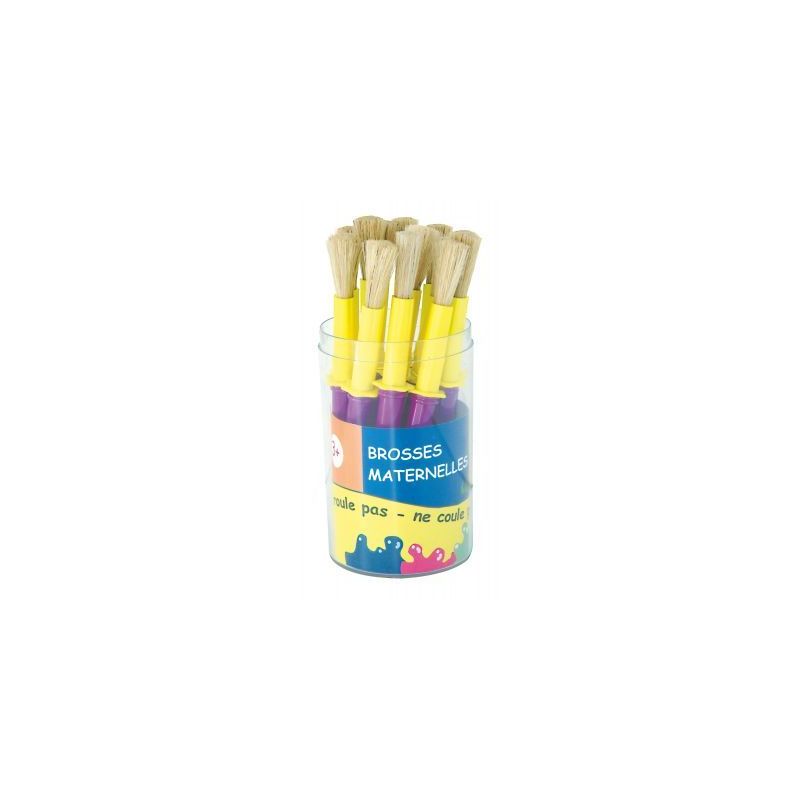 Achetez Pot de 14 brosses maternelle taille médium, en soie de porc avec colerette anti salissure 3..