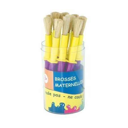 Achetez Pot de 14 brosses maternelle taille médium, en soie de porc avec colerette anti salissure 3..