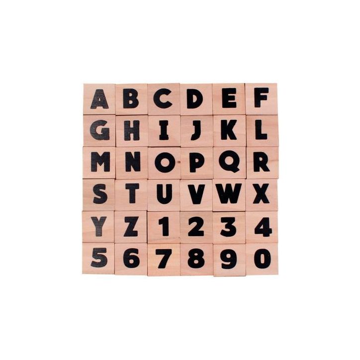 Set 36 tampons lettres/chiffres en majuscule L740202
