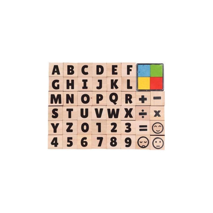 Set de 44 tampons alphabet/chiffre + encreur L740201