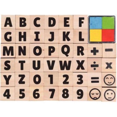 Achetez Set de 44 tampons alphabet/chiffre + encreur L740201 pas cher sur Ma Rentrée Scolaire