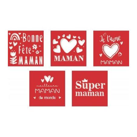 Achetez Lot de 5 pochoirs MAMAN 1659 pas cher sur Ma Rentrée Scolaire