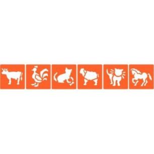 Achetez Paquet de 6 pochoirs en plastique, les animaux de la ferme 225100 pas cher sur Ma Rentrée S..