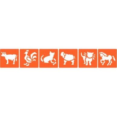 Achetez Paquet de 6 pochoirs en plastique, les animaux de la ferme 225100 pas cher sur Ma Rentrée S..