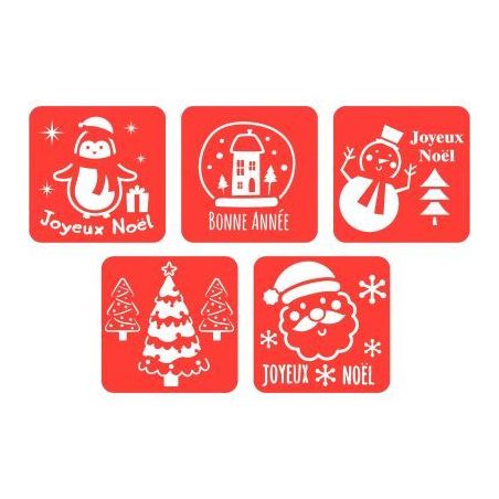 Achetez Lot de 5 pochoirs Noël et Bonne Année 2135 pas cher sur Ma Rentrée Scolaire
