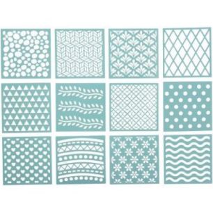 Achetez Lot de 12 pochoirs carrés décoratifs 15093027 pas cher sur Ma Rentrée Scolaire
