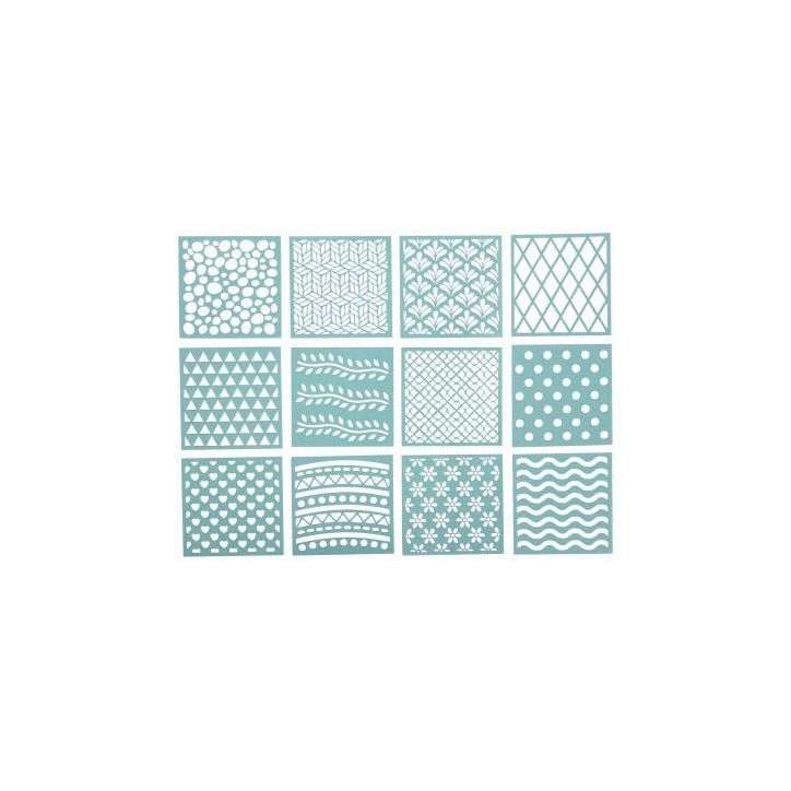 Lot de 12 pochoirs carrés décoratifs 15093027