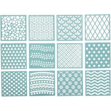 Achetez Lot de 12 pochoirs carrés décoratifs 15093027 pas cher sur Ma Rentrée Scolaire