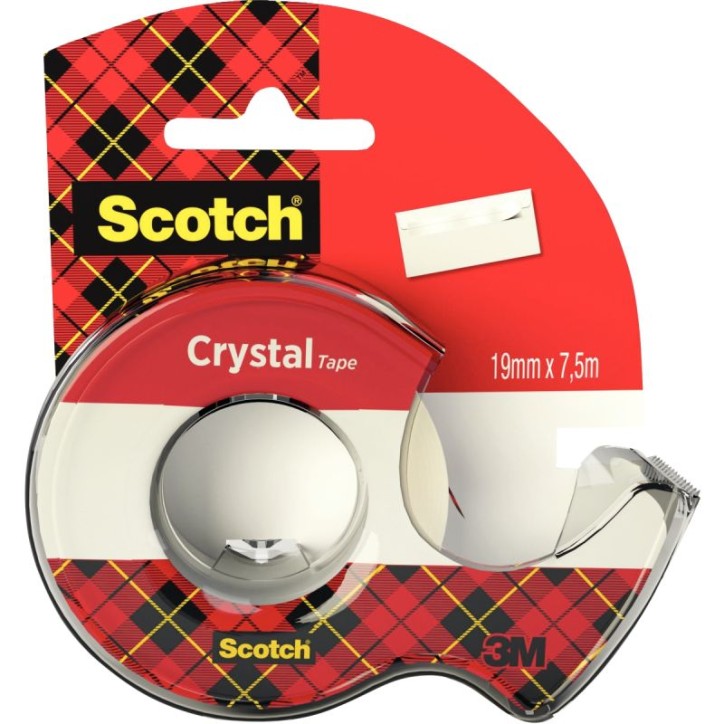 Rouleau Scotch Crystal transparent 19 mm x 7,5 m avec dévidoir A1122 3M