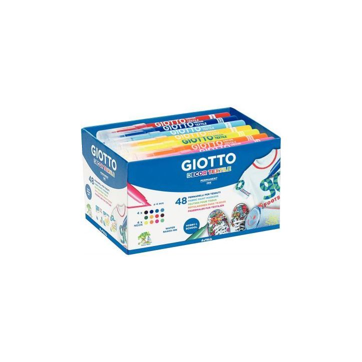 Schoolpack de 48 feutres textile pointe moyenne coloris assortis F494700 GIOTTO