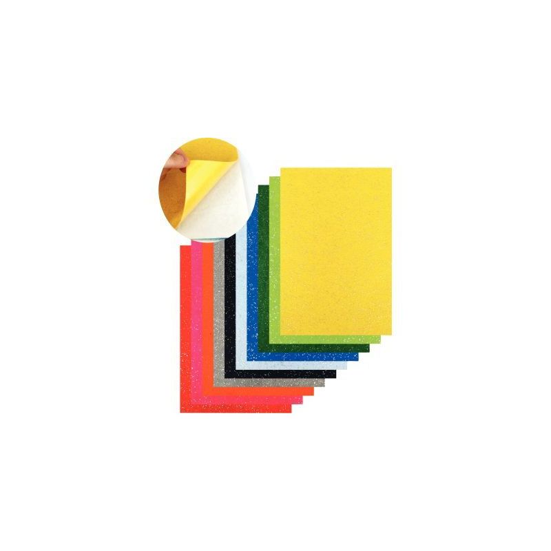 Achetez Paquet de 10 coupons de feutrine adhésive format 20 x 30 cm, coloris assortis pailletés L1..