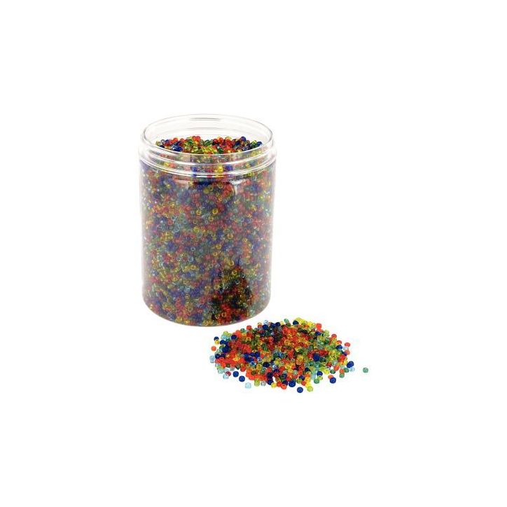 Bocal de 500 grammes de perles rocailles transparentes diamètre 2,5 mm assortis 1279/46110