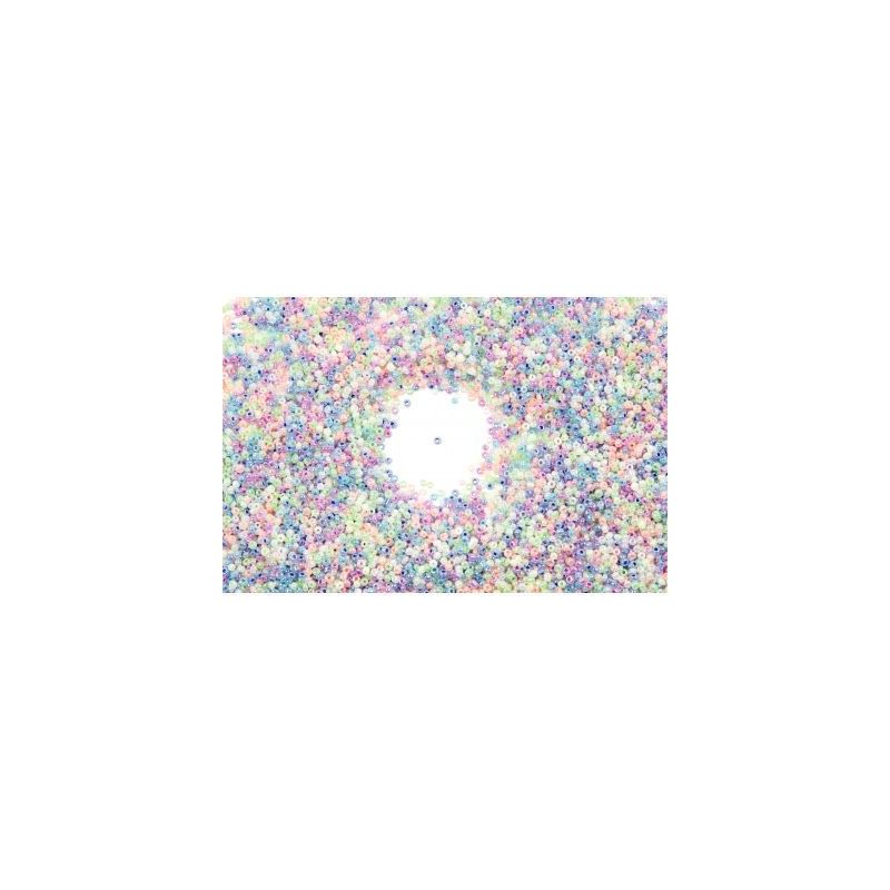 Achetez Bocal de 500 grammes de perles rocailles irisées diamètre 2,5 mm assortis 1281 pas cher su..