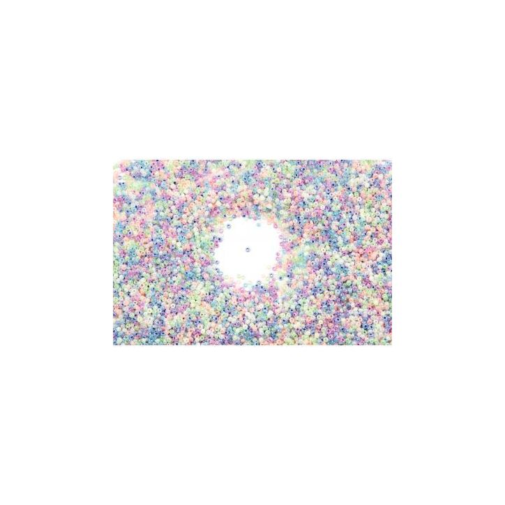 Bocal de 500 grammes de perles rocailles irisées diamètre 2,5 mm assortis 1281