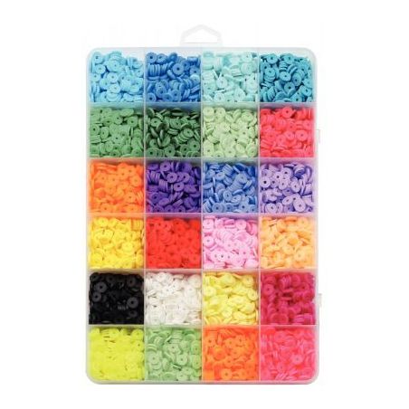 Achetez Boite de 5000 perles heishi 24 couleurs assortis 2175 pas cher sur Ma Rentrée Scolaire