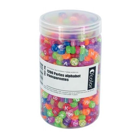 Achetez Bocal de 1 200 perles lettre de l'alphabet transparentes assortis 72266 pas cher sur Ma Rent..