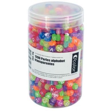 Achetez Bocal de 1 200 perles lettre de l'alphabet transparentes assortis 72266 pas cher sur Ma Rent..