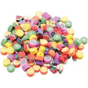 Sac de 300 perles en forme de fruit en pâte de polymère assortis 2194 Sac de 300 perles en forme de fruit en pâte de polymère assortis 2194