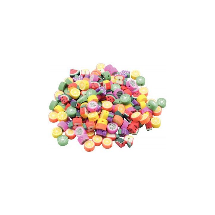 Sac de 300 perles en forme de fruit en pâte de polymère assortis 2194
