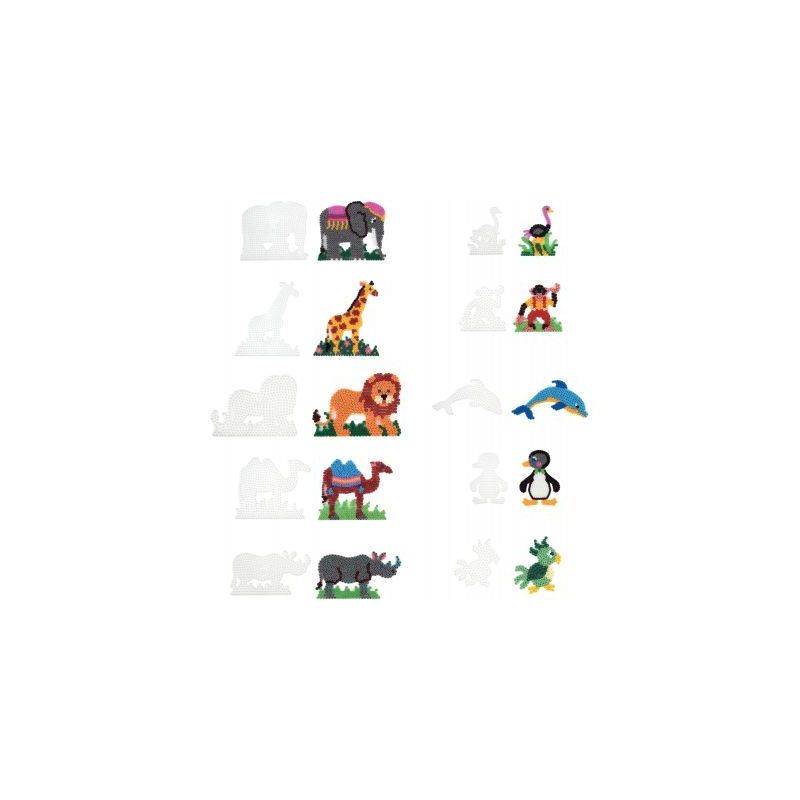 Achetez Sachet de 10 plaques préformées pour perles Hama taille midi, formes animaux sauvages 9008..